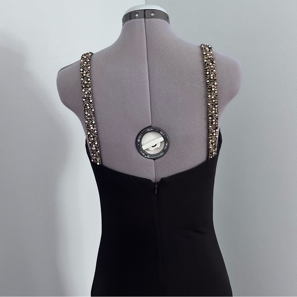 JS Boutique sequin embellished neckline straps black ball gown cocktail size 6 - Picture 3 of 9